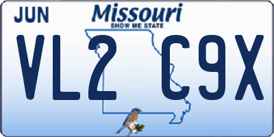 MO license plate VL2C9X