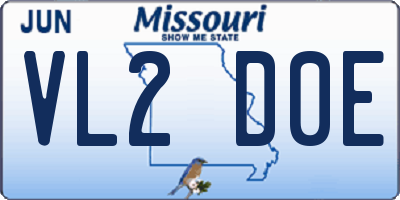 MO license plate VL2D0E