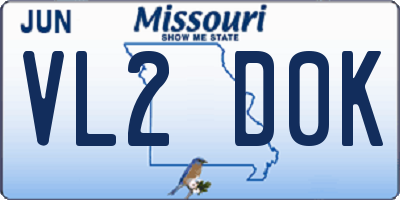 MO license plate VL2D0K