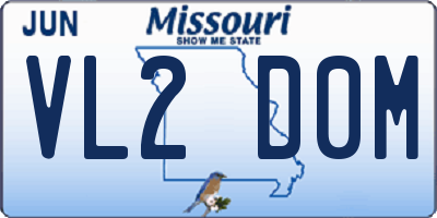 MO license plate VL2D0M