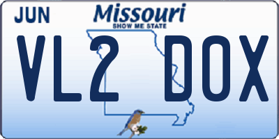 MO license plate VL2D0X