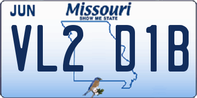 MO license plate VL2D1B