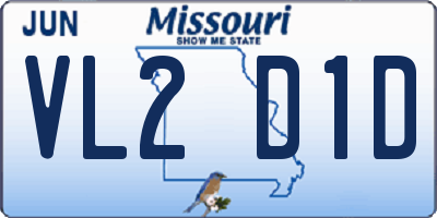 MO license plate VL2D1D