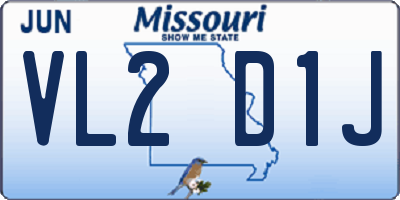 MO license plate VL2D1J