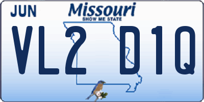 MO license plate VL2D1Q