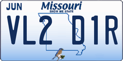 MO license plate VL2D1R