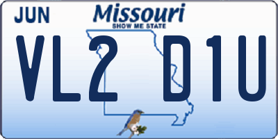 MO license plate VL2D1U