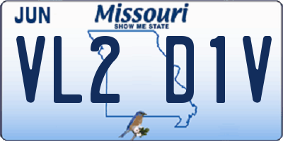 MO license plate VL2D1V