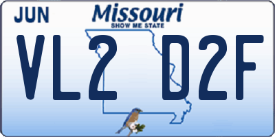 MO license plate VL2D2F