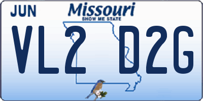 MO license plate VL2D2G
