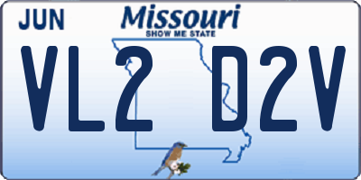 MO license plate VL2D2V