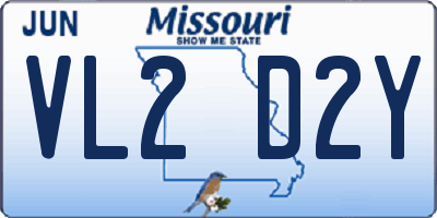 MO license plate VL2D2Y