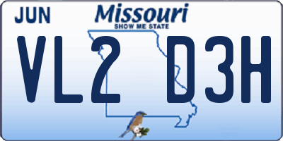 MO license plate VL2D3H