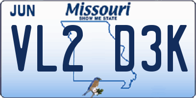MO license plate VL2D3K