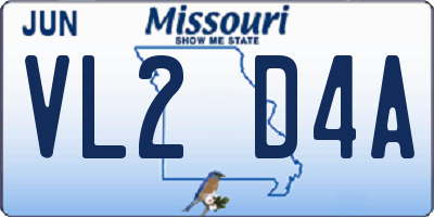 MO license plate VL2D4A