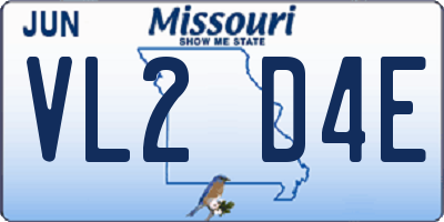 MO license plate VL2D4E