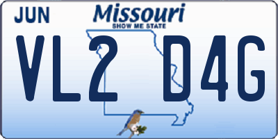 MO license plate VL2D4G