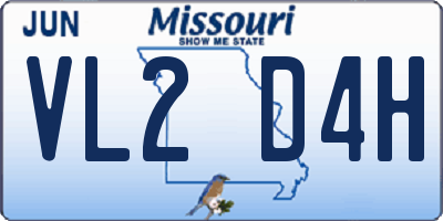 MO license plate VL2D4H