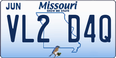 MO license plate VL2D4Q