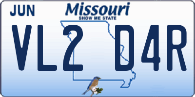 MO license plate VL2D4R