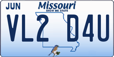 MO license plate VL2D4U