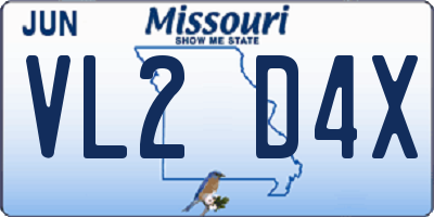 MO license plate VL2D4X