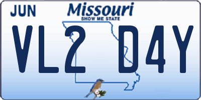 MO license plate VL2D4Y