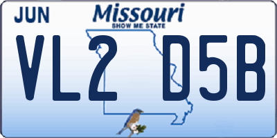 MO license plate VL2D5B