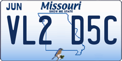 MO license plate VL2D5C