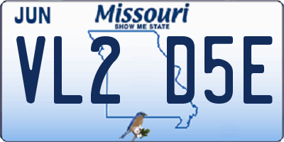 MO license plate VL2D5E