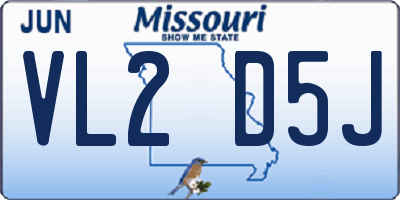 MO license plate VL2D5J