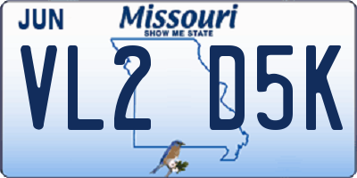MO license plate VL2D5K