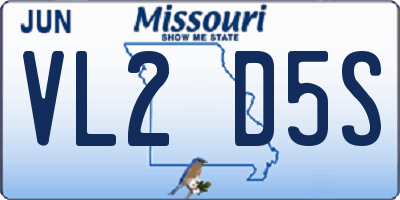 MO license plate VL2D5S