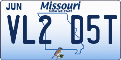 MO license plate VL2D5T