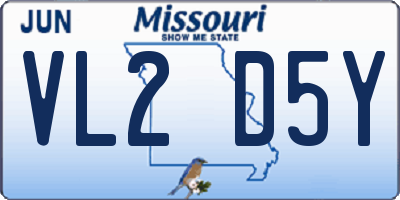 MO license plate VL2D5Y