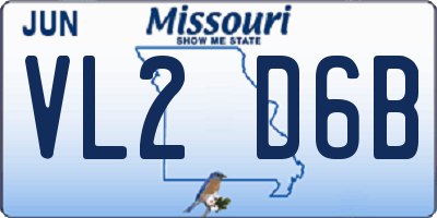 MO license plate VL2D6B