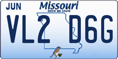 MO license plate VL2D6G