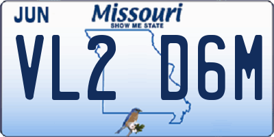 MO license plate VL2D6M