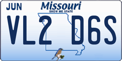 MO license plate VL2D6S