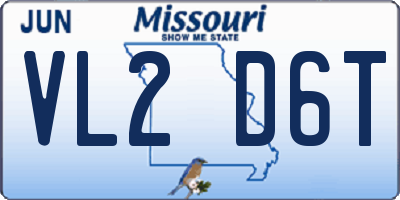 MO license plate VL2D6T