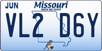 MO license plate VL2D6Y