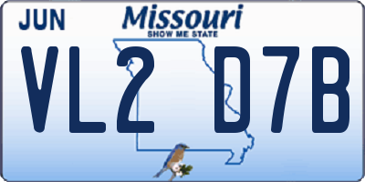 MO license plate VL2D7B