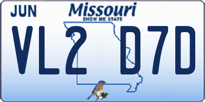 MO license plate VL2D7D