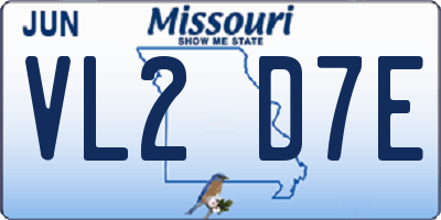 MO license plate VL2D7E