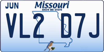 MO license plate VL2D7J