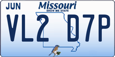 MO license plate VL2D7P