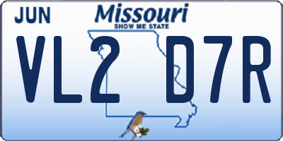 MO license plate VL2D7R