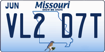 MO license plate VL2D7T