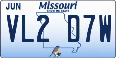 MO license plate VL2D7W