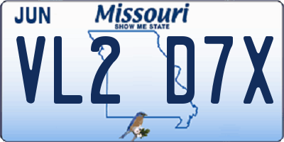 MO license plate VL2D7X